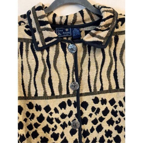 Jane Ashley Tapestry jacket animal print safari wearable art women’s sz XL - Picture 2 of 7
